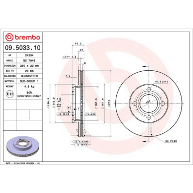 Brembo Bremsscheibe PRIME LINE 09.5033.10