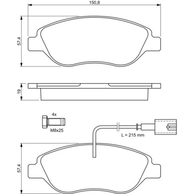 0 986 424 595 Bremsbelagsatz, Scheibenbremse