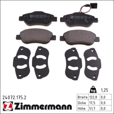 Zimmermann Bremsbelagsatz, Scheibenbremse 24072.175.2