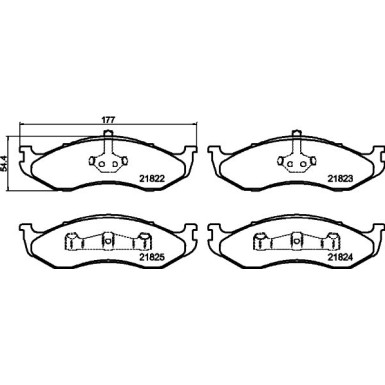 Hella | Bremsbelagsatz, Scheibenbremse | 8DB 355 008-231