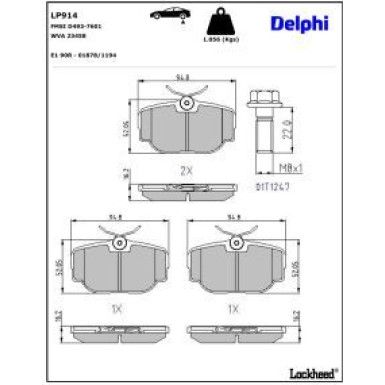Delphi Bremsbelagsatz, Scheibenbremse LP914