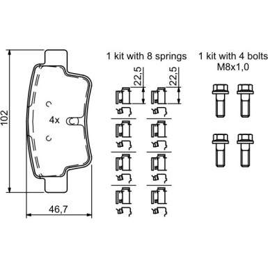 0 986 494 222 Bremsbelagsatz, Scheibenbremse