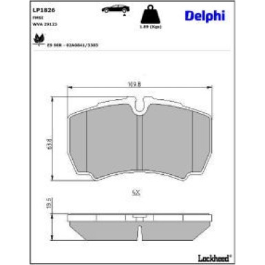 Delphi Bremsbelagsatz, Scheibenbremse LP1826
