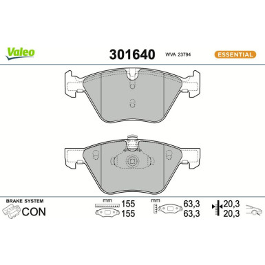 Valeo | Bremsbelagsatz, Scheibenbremse | 301640
