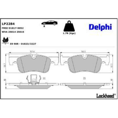 Delphi Bremsbelagsatz, Scheibenbremse LP2284