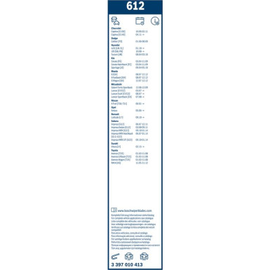 BOSCH 612 Scheibenwischer Twin 3 397 010 413