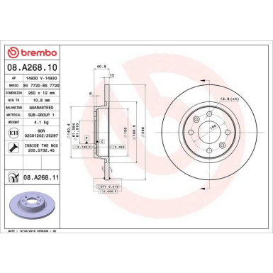 Brembo Bremsscheibe PRIME LINE - UV Coated 08.A268.11