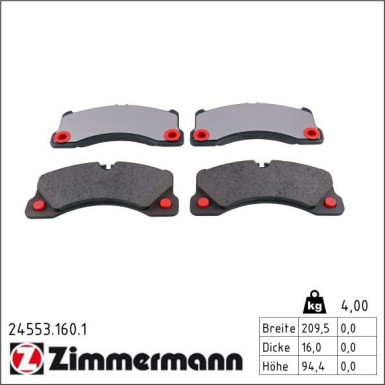 Zimmermann Bremsbelagsatz, Scheibenbremse 24553.160.1 Zimmermann Bremsbelagsatz, Scheibenbremse 24553.160.1