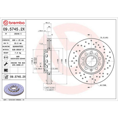 Brembo Bremsscheibe XTRA LINE - Xtra 09.5745.2X