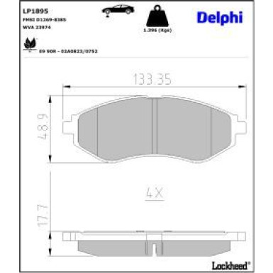 Delphi Bremsbelagsatz, Scheibenbremse LP1895