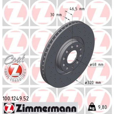 Zimmermann 2 x ZIMMERMANN Bremsscheibe SPORT Z 100.1249.52