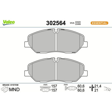 Valeo | Bremsbelagsatz, Scheibenbremse | 302564