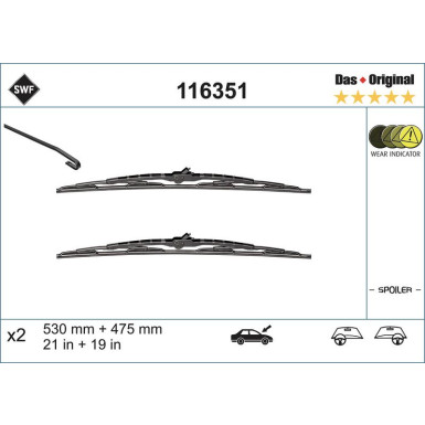 SWF 116351 Scheibenwischer 530 + 475mm vorne, Standard