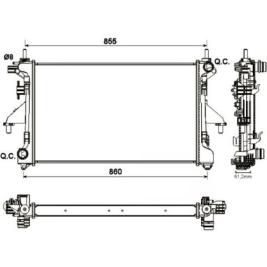 54204A Kühler, Motorkühlung Economy Class 54204A Kühler, Motorkühlung Economy Class
