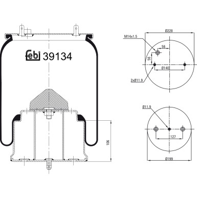 FEBI BILSTEIN 39134 Federbalg, Luftfederung FEBI BILSTEIN 39134 Federbalg, Luftfederung