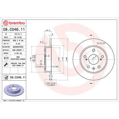 Brembo Bremsscheibe PRIME LINE - UV Coated 08.C046.11