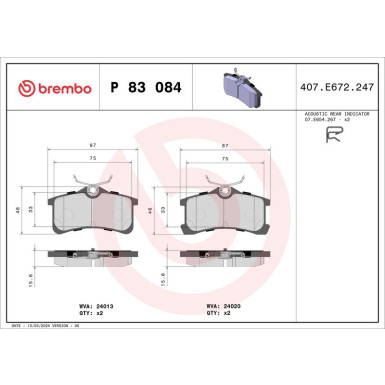 Brembo Bremsbelagsatz, Scheibenbremse PRIME LINE P 83 084