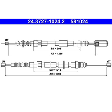 ATE | Seilzug, Feststellbremse | 24.3727-1024.2