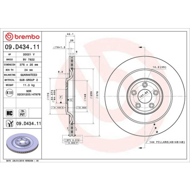 Brembo Bremsscheibe PRIME LINE - UV Coated 09.D434.11