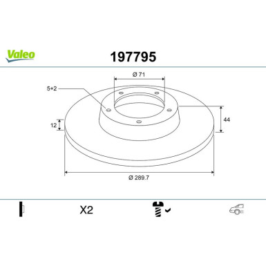 Valeo | Bremsscheibe | 197795 Valeo | Bremsscheibe | 197795