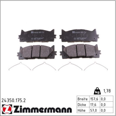 Zimmermann Bremsbelagsatz, Scheibenbremse 24350.175.2