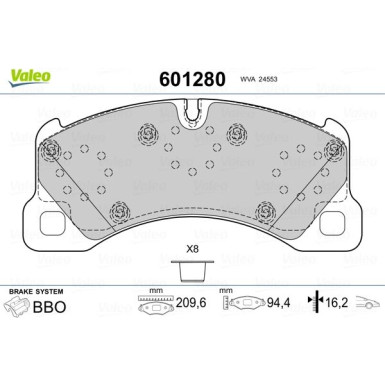 Valeo | Bremsbelagsatz, Scheibenbremse | 601280