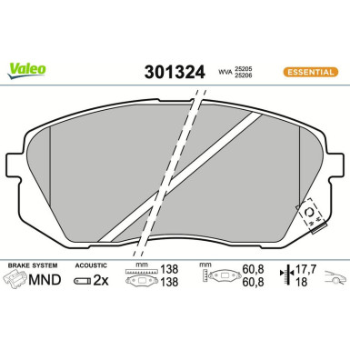 301324 Bremsbelagsatz, Scheibenbremse ESSENTIAL