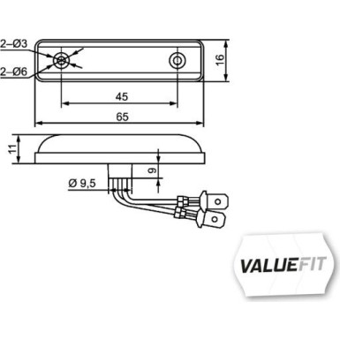 2PS 357 010-001 Seitenmarkierungsleuchte HELLA VALUEFIT