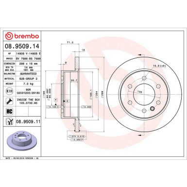 Brembo Bremsscheibe PRIME LINE - UV Coated 08.9509.11