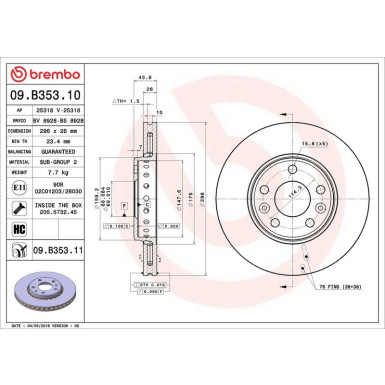 Brembo Bremsscheibe PRIME LINE - UV Coated 09.B353.11