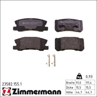 Zimmermann Bremsbelagsatz, Scheibenbremse 23582.155.1