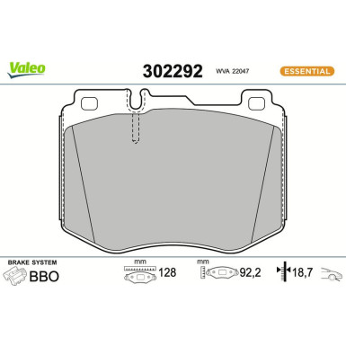 Valeo Bremsbelagsatz, Scheibenbremse ESSENTIAL 302292