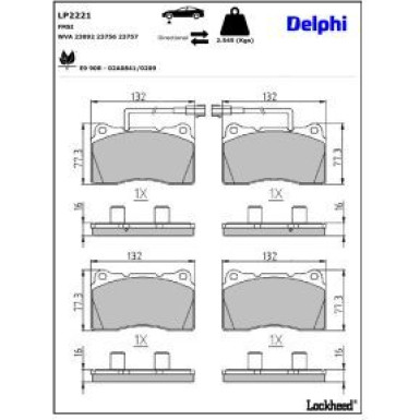 Delphi Bremsbelagsatz, Scheibenbremse LP2221