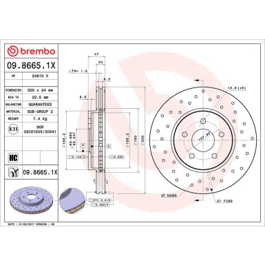 Brembo Bremsscheibe XTRA LINE - Xtra 09.8665.1X