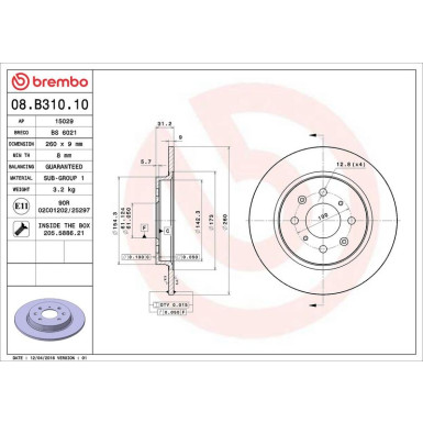 Brembo | Bremsscheibe | 08.B310.10