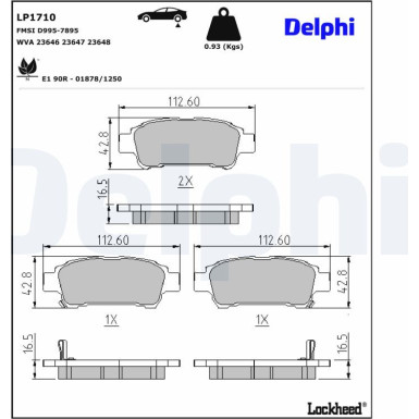 Delphi | Bremsbelagsatz, Scheibenbremse | LP1710