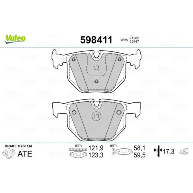 Valeo | Bremsbelagsatz, Scheibenbremse | 598411