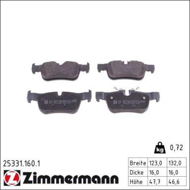 Zimmermann Bremsbelagsatz, Scheibenbremse 25331.160.1