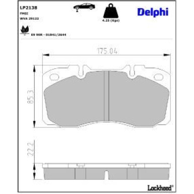 Delphi Bremsbelagsatz, Scheibenbremse LP2138