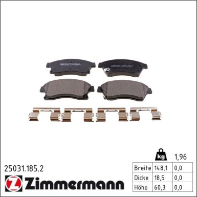 Zimmermann Bremsbelagsatz, Scheibenbremse 25031.185.2