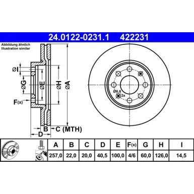 ATE | Bremsensatz, Scheibenbremse | 24.0122-0231.1 + 13.0460-7310.2