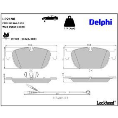 Delphi Bremsbelagsatz, Scheibenbremse LP2198