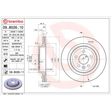 Brembo Bremsscheibe PRIME LINE - UV Coated 09.B026.11