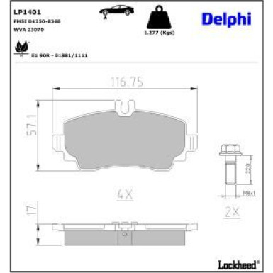 Delphi Bremsbelagsatz, Scheibenbremse LP1401