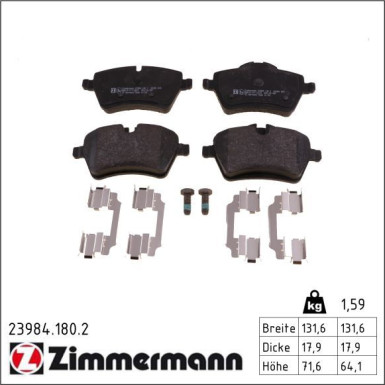 Zimmermann Bremsbelagsatz, Scheibenbremse 23984.180.2