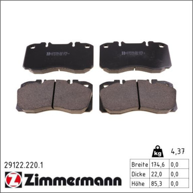Zimmermann Bremsbelagsatz, Scheibenbremse 29122.220.1