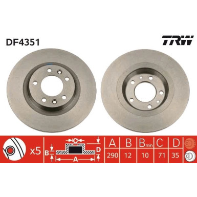 2 x TRW Bremsscheibe | DF4351