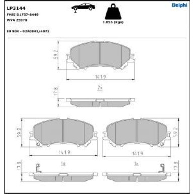 Delphi Bremsbelagsatz, Scheibenbremse LP3144