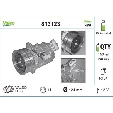 813123 Kompressor, Klimaanlage VALEO ORIGINS NEW OE TECHNOLOGIE