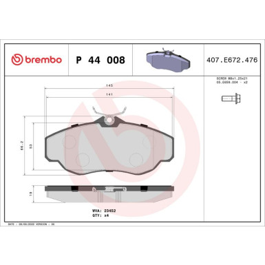 Brembo Bremsbelagsatz, Scheibenbremse PRIME LINE P 44 008